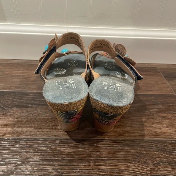 L'Artiste by Spring Step Bari Tooled Leather Floral Boho Slide Sandals 8.5 - Picture 4 of 14